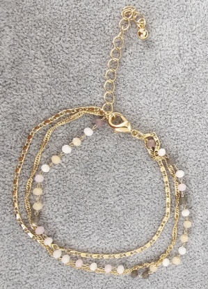 Delicate Bead Trio Chain Bracelet